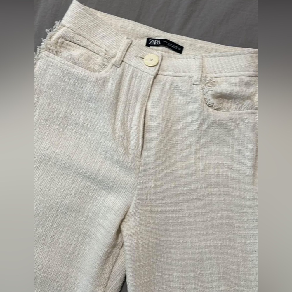 Twill off white Zara pants, high waisted, size 26/size 4